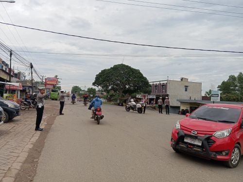 Sat Lantas Polres Mesuji  Giat Pengamanan Rawan Pagi di Simpang Marbun